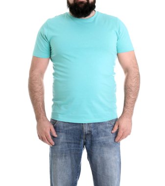 Kilolu adam beyaz, yakın çekim izole. Kilo kaybı