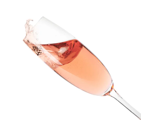 Copa de champán rosa aislada en blanco —  Fotos de Stock