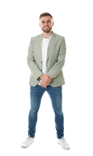 Full length portrait of young man on white background — Stock Photo, Image