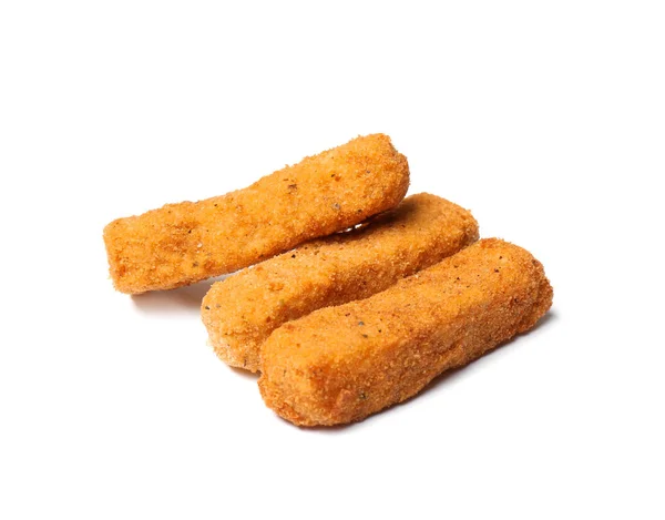 Tasty crispy cheese sticks isolated on white — Stock Photo, Image