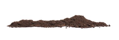 Beyaz üzerine izole humus toprak yığını
