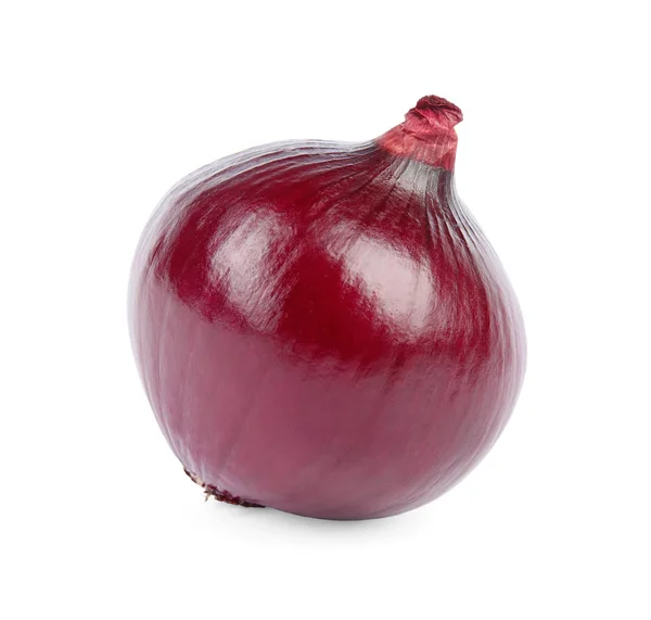 Cebolla roja entera fresca sobre fondo blanco — Foto de Stock