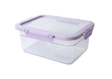 Beyaz arka planda yemek için boş temiz kutu