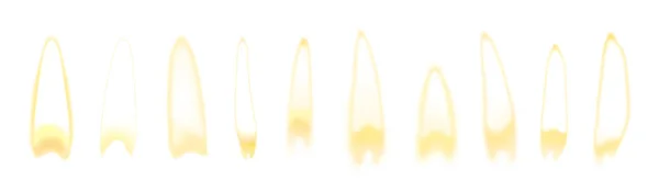 Conjunto de diferentes llamas de velas brillantes sobre fondo blanco — Foto de Stock
