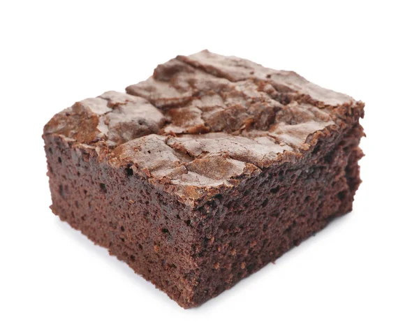 Un trozo de brownie fresco sobre fondo blanco. Delicioso pastel de chocolate — Foto de Stock