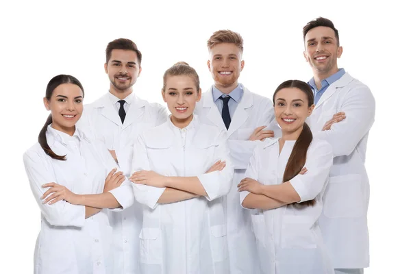 一组医生被隔离在白色。统一概念 — 图库照片