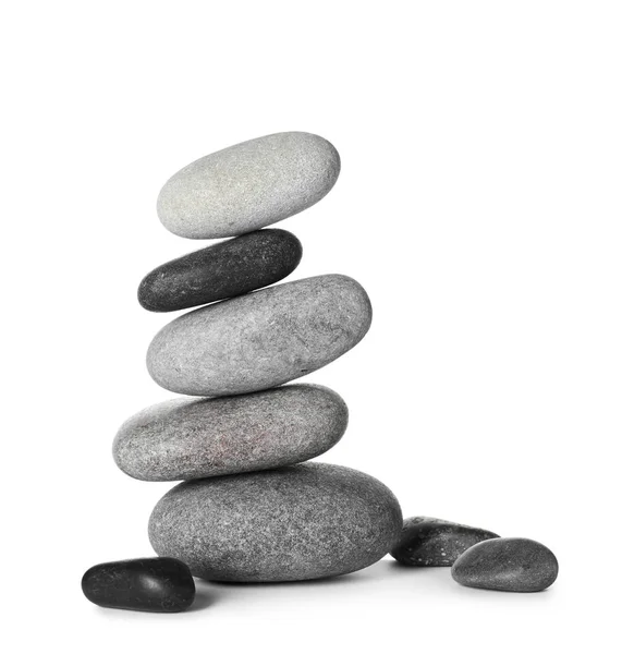 Stack of spa stones on white background — Stock Photo, Image