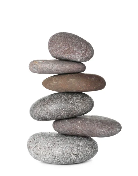 Stack of spa stones on white background — Stock Photo, Image