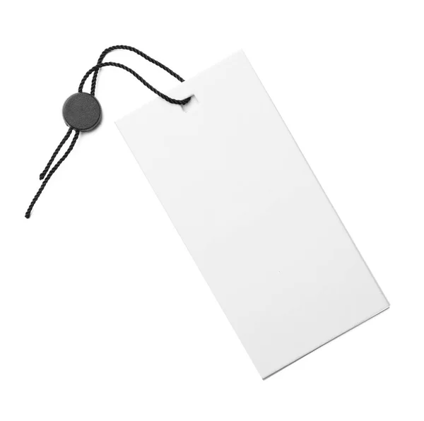 Tag de papelão com espaço para texto sobre fundo branco — Fotografia de Stock