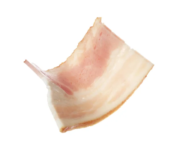 Na bílém pozadí nakrájejte čerstvou chutnou slaninu — Stock fotografie