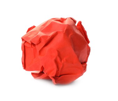 Beyaz üzerinde izole kağıt renk buruşuk levha