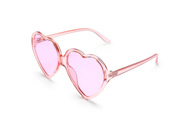 Lunettes élégantes en forme de coeur sur fond blanc — Photo