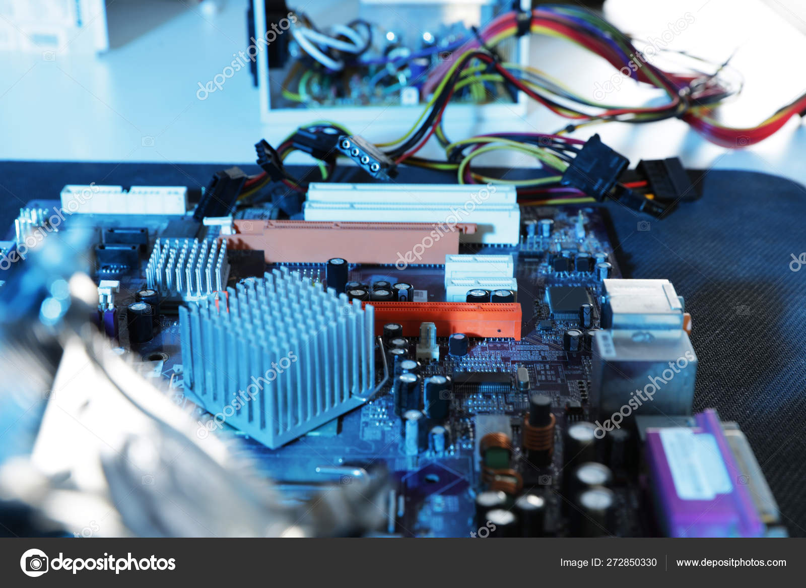 Motherboard On Table Closeup Computer Repair Service Stock Photo C Liudmilachernetska Gmail Com 272850330