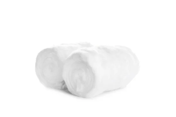 白色背景上蓬松的棉卷 — 图库照片