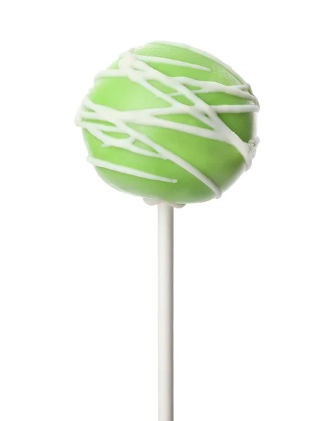 Delicioso brilhante bolo pop no fundo branco — Fotografia de Stock