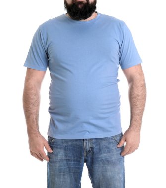 Kilolu adam beyaz, yakın çekim izole. Kilo kaybı