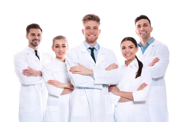 Grupo de médicos aislados en blanco. Concepto de unidad —  Fotos de Stock