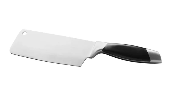 Paslanmaz çelik bayıcı bıçak plastik saplı beyaz izole — Stok fotoğraf