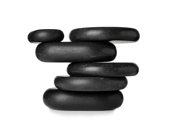 Stack of spa stones on white background — Stock Photo, Image