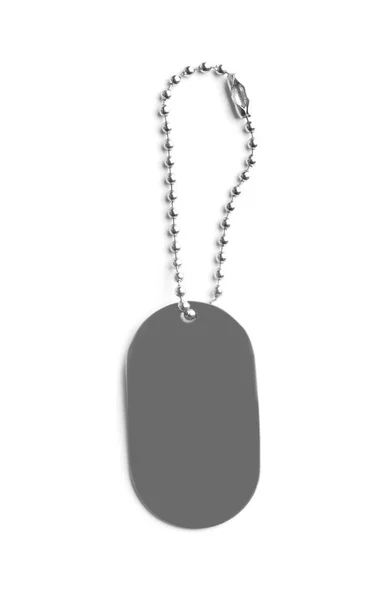 Metal military ID tag isolated on white — Stock Fotó