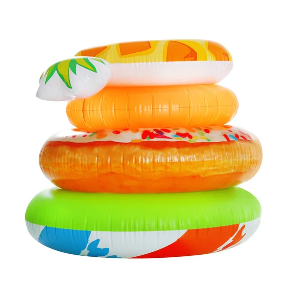 Stack of colorful inflatable rings isolated on white — Stock Photo, Image