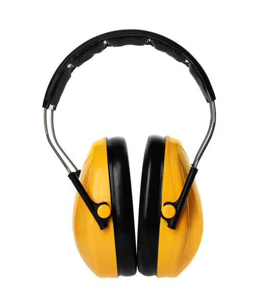 Casque de protection sur fond blanc. Accessoire de construction professionnel — Photo