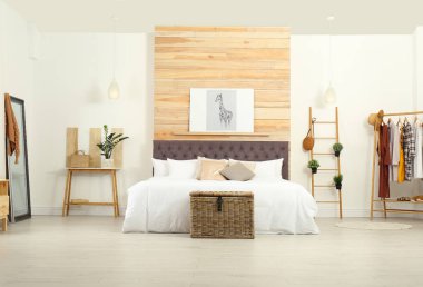 Şık odası iç rahat çift kişilik yatak