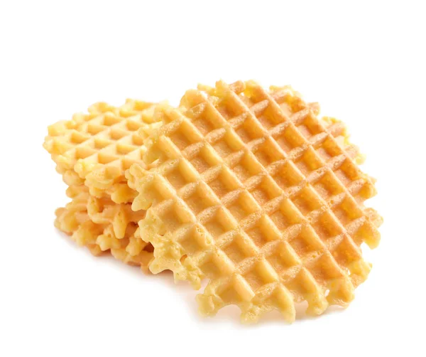 Heerlijke wafels voor het ontbijt op witte achtergrond — Stockfoto