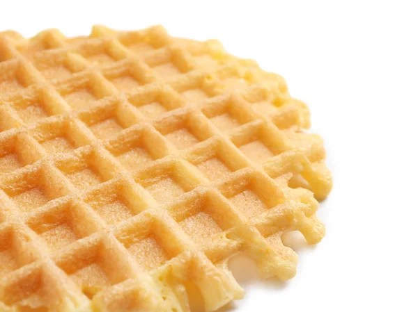 Delicioso waffle para el desayuno sobre fondo blanco, primer plano — Foto de Stock