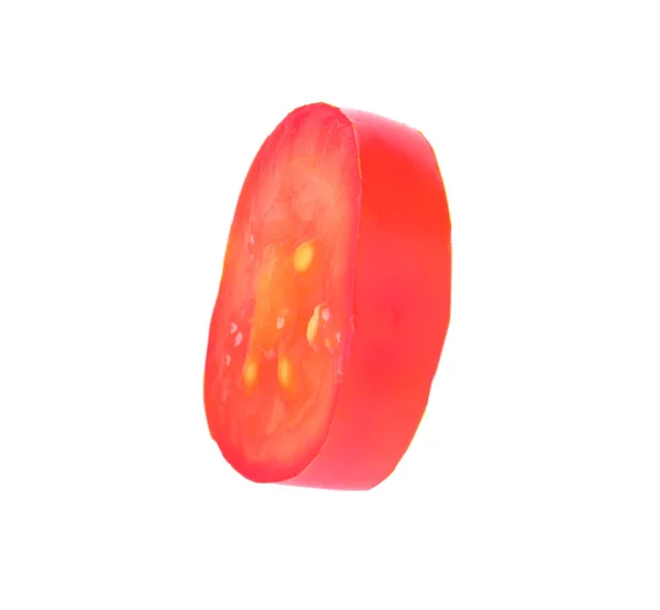 Cut red cherry tomato on white background — Stock Photo, Image