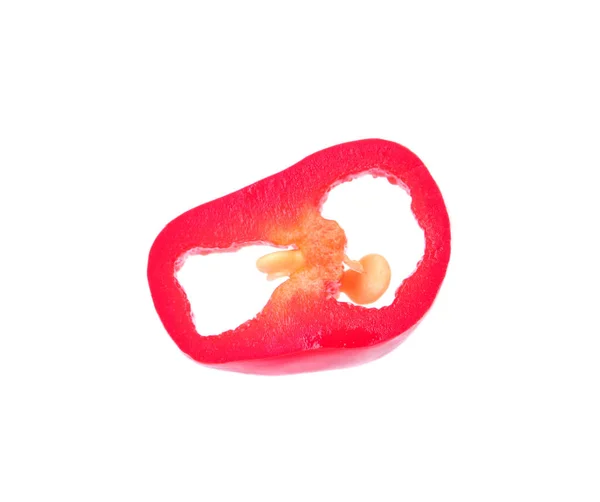 Cut red chili pepper on white background — Stock Photo, Image