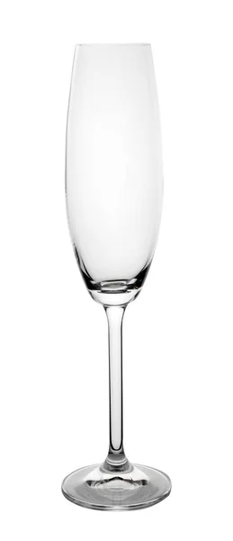 Verre à champagne vide propre isolé sur blanc — Photo