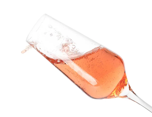 Copa de champán rosa aislada en blanco —  Fotos de Stock