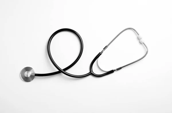 Stethoscope isolated on white, top view. Medical tool Stock Picture