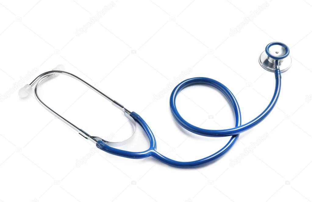 Modern stethoscope isolated on white. Medical tool