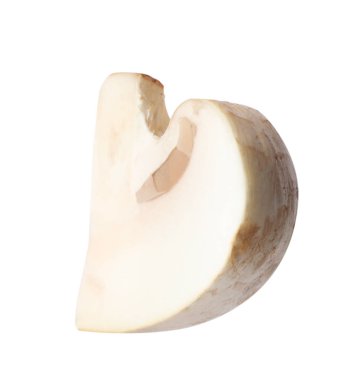 Beyaz arka planda taze mantar parçası