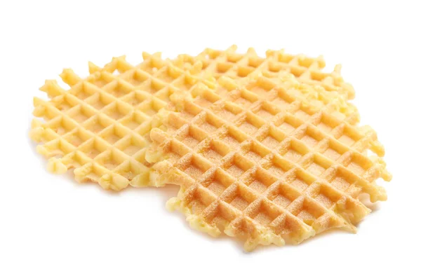 Leckere Waffeln zum Frühstück auf weißem Hintergrund — Stockfoto