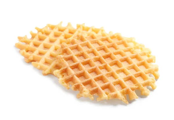 Heerlijke wafels voor het ontbijt op witte achtergrond — Stockfoto