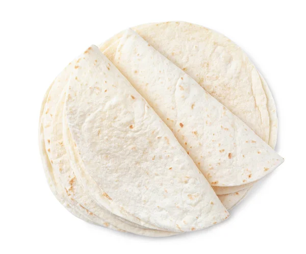 玉米玉米饼在白色背景, 顶视图。无发酵面包 — 图库照片