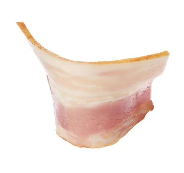 Potong bacon segar lezat pada latar belakang putih — Stok Foto