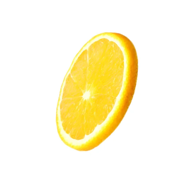 Fatia de laranja madura no fundo branco — Fotografia de Stock
