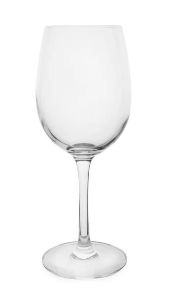 Пустой прозрачный бокал вина на белом фоне — стоковое фото