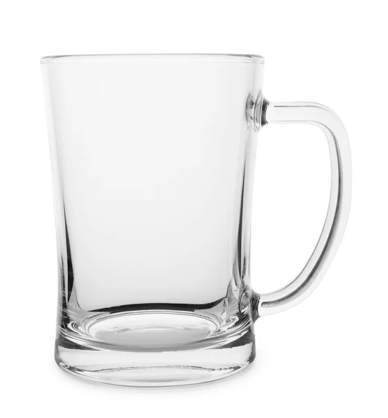 Vidro transparente vazio para cerveja no fundo branco — Fotografia de Stock