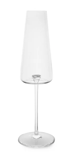 Empty clear champagne glass on white background — Stock Photo, Image