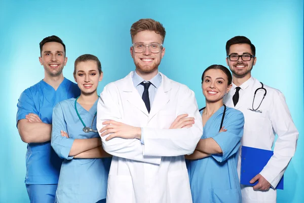 Group of medical doctors on color background. Unity concept — Stock Photo, Image