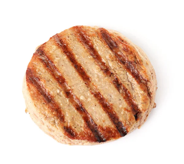 Välsmakande grillad Burger kotlett isolerad på vitt — Stockfoto