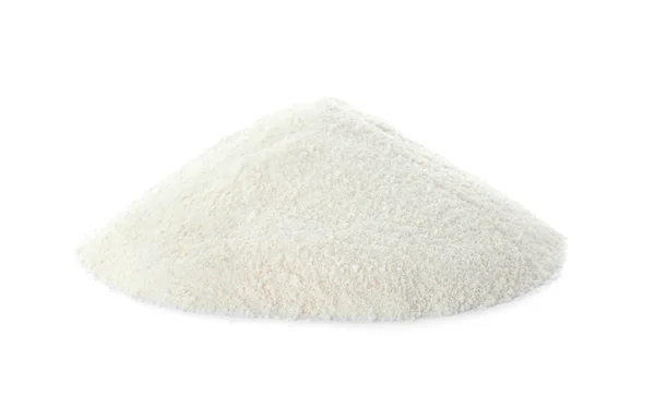 Gramada de pulbere de proteine pe fundal alb — Fotografie, imagine de stoc
