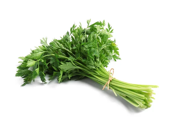 Bunch of fresh parsley isolated on white — Stok fotoğraf