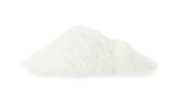 Pilha de proteína em pó sobre fundo branco — Fotografia de Stock