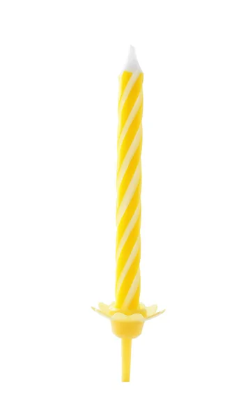 Barevná narozeninová svíčka na bílém pozadí — Stock fotografie